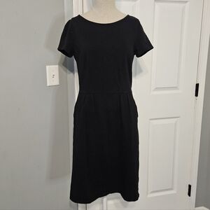 Boden Black Short-Sleeve Midi Sheath Dress